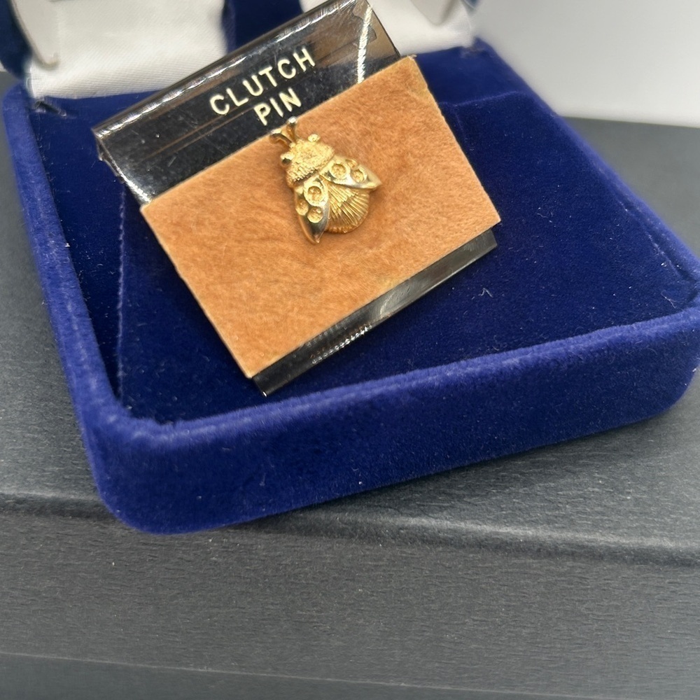 Vintage Gold Lady Bug Brooch Clutch Pin - Picture 5 of 8